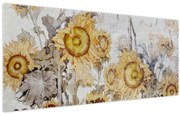 Tablou - Floarea-soarelui pe perete (120x50 cm)