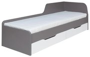 Pat de o persoană 80cm Irlam Z22 (gri + alb lucios) (cu somieră) (cu sp. depozitare). 1123850