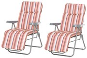 Outsunny Set de 2 Scaune pentru Exterior, Confortabile cu Pernă Căptușită, Design Modern, 60x75x102 cm, Portocaliu | Aosom Romania