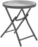 Outsunny Masa de cafea rotundă bistro pentru grădină Ø 60 x 50H cm pliabilă din metal negru cu blat de sticlă temperată negru | Aosom Romania