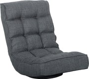 HOMCOM Scaun de Podea Pliabil Fotoliu de Lectură Rotativ 360° cu Spătar Reglabil în 5 Poziții 58x107x79 cm Gri | Aosom Romania