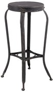 Scaun bar rotund, negru, din metal, Ø37x72 cm, stil industrial vintage