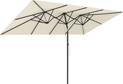 Outsunny Umbrelă de Grădină Dublă Înclinabilă și Reglabilă în Înălțime, 295x150x170-214 cm, Alb Crem | Aosom Romania