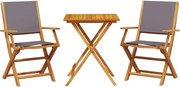 vidaXL Set mobilier bistro, 3 piese, textil antracit/lemn masiv