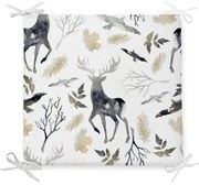 Pernă de scaun din amestec de bumbac cu model de Crăciun Minimalist Cushion Covers Dark Forest, 42 x 42 cm