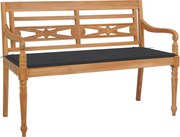 vidaXL Bancă Batavia cu pernă antracit, 120 cm, lemn masiv tec
