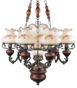 Candelabru cu 6 brate design italian din alama cu lemn 636