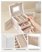 Cutie de bijuterii, Songmics, 3 organizatoare, JBC154W01, Alb