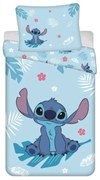 Jerry Fabrics Lenjerie de pat din bumbac Lilo and Stitch Blue, 140 x 200 cm, 70 x 90 cm