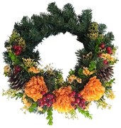 Coroană artificială Crizanteme portocaliu,diametru 40 cm