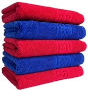 Set 5 Prosoape Baie, Bumbac 100% Albastru,Rosu