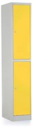 Dulap metalic - 2 cutii, 38 x 45 x 185 cm, incuietoare cu cilindru, galben - ral 1023