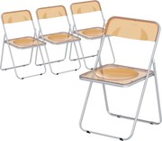 HOMCOM Set de 4 Scaune Pliabile din Acril, Scaune Pliabile Economisitoare de Spațiu din Oțel, Scaun Pliabil pentru Interior pentru Casă, Birou, Petreceri și Evenimente, 47x48x75 cm, Portocaliu | Aosom Romania