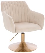 HR190N Scaun Crem din Catifea cu Bază Aurie
