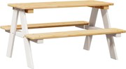 vidaXL Masa pentru copii cu banci "IRUN" alb 90x79,5x50cm lemn masiv