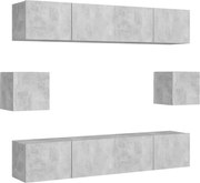 vidaXL Set de dulapuri TV, 6 piese, gri beton, lemn prelucrat