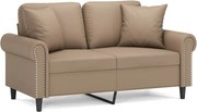 vidaXL Canapea cu 2 locuri cu pernuțe, cappuccino, 120 cm, piele eco.