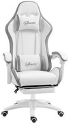 Vinsetto Scaun gaming fauteuil gaming ergonomic cu spătar inclinabil la 135° și suport lombar, 65 x 65 x 121-129 cm alb | Aosom Romania