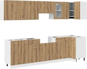 vidaXL Set dulapuri bucătărie Lyon 11 piese Artisan Stejar lemn prelucrat