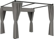 Outsunny Pergolă Retractabilă 3x3 m, Foișor de Grădină cu Perdele, pentru Grătar, Terasă, Deck, Bej | Aosom Romania