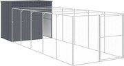 vidaXL Cușcă de câine cu țarc antracit 214x661x181 cm oțel galvanizat