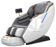 Fotoliu de masaj HONORIUS, Incalzire, Bluetooth, Display, Ecran tactil, Controler rapid cotiera, Zero Gravity, 2 Boxe, Moduri Automate, Suport Picioare extensibil, Piele Ecologica Premium, Alb/Gri