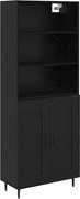 vidaXL Bufet Stejar Negru 69,5 x 34 x 180 cm