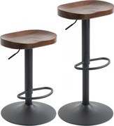 HOMCOM Set 2 scaune bar, scaune rotative reglabile cu șezut din lemn de ulm în maro închis | Aosom Romania