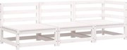 vidaXL Canapea de grădină cu 3 locuri, alb, lemn masiv de pin