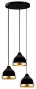 Lustră suspendată pe cablu YILDO 3xE27/40W/230V negru/auriu