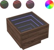 vidaXL Noptieră cu LED infinity, stejar maro, 40x40x30 cm