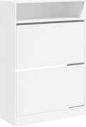vidaXL Dulap de pantofi cu 2 sertare rabatabile, alb, 80x34x116 cm