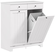 HOMCOM Dulap de Baie pentru Rufe cu 2 Uși Rabatabile și Coșuri pentru Rufe, 78x38x90 cm, Alb | Aosom Romania