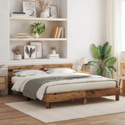 vidaXL Cadru de pat cu headboard Lemn vechi 200 x 200 cm Lemn compozit