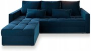 Canapea coltar extensibil ZENOVA 220 x 140 cm, reversibila - albastru inchis