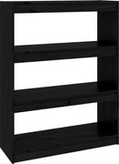 vidaXL Bibliotecă/Separator cameră negru 80x30x103,5 cm lemn masiv pin