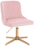 HR940CROSS Scaun Roz Pudra din Catifea cu Bază Aurie