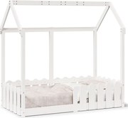 vidaXL Cadru pat tip casă pentru copii alb 70x140 cm lemn masiv de pin