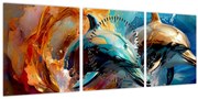 Tablou - Pictură de delfin (cu ceas) (90x30 cm)