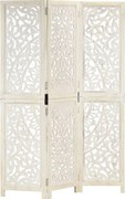vidaXL Paravan cameră sculptat manual 3 panouri alb 120x165 cm mango