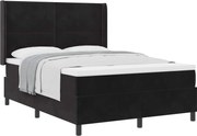 vidaXL Pat cu arcuri cu saltea cu headboard Negru 140 x 190 cm Catifea