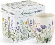 decoDoma Cană din porţelan GRĂDINĂ DE LAVANDĂ în cutie cadou 350 ml