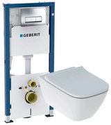 Pachet rezervor wc incastrat Geberit Duofix si vas wc suspendat si capac slim soft close Geberit Smyle Square