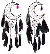 Dreamcatcher in forma de semiluna cu charm din piatra naturala Agata 54 cm