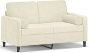 vidaXL Canapea cu 2 locuri cu pernuțe, crem, 120 cm, catifea