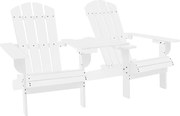 vidaXL Scaune de grădină Adirondack & masă ceai, alb, lemn masiv brad