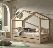Pat Casă Forrest Beech 90x200 cm, pentru Camera Copii, din Lemn de Fag, cu Sertar – Vipack