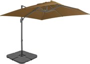 vidaXL Umbrelă de soare de grădină, bază portabilă, taupe