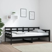vidaXL Pat de zi, negru, 90x190 cm, lemn masiv de pin