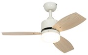 Ventilator de tavan de exterior alb cu aspect de lemn 91,3 cm, inclusiv LED reglabil cu telecomandă IP44 - Toledo